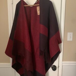 NWT- Soft Surroundings Rich Red and Deep Purple Poncho/Shawl